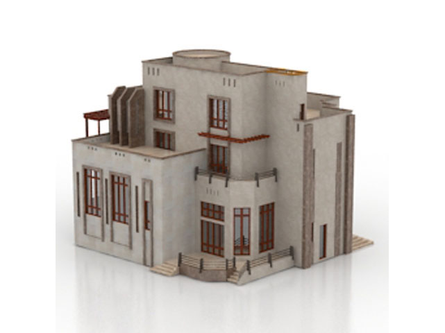 Free House Omani-style villa N6 3D model For Architecture 3Ds Max Model Download